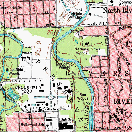Topographic Map of McCormick Woods, IL