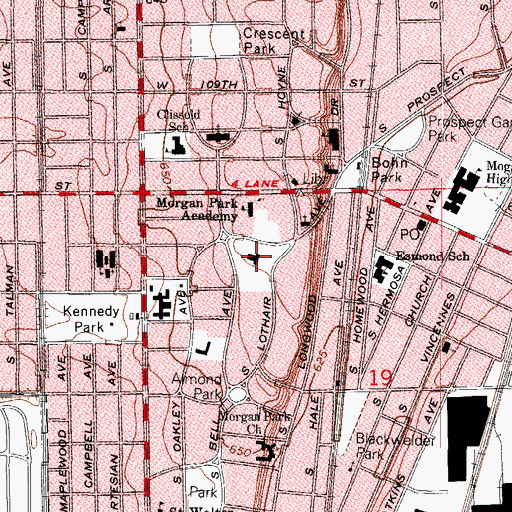 Topographic Map of Morgan Park Academy Gymnasium, IL