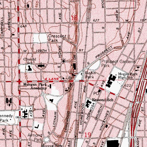 Topographic Map of Morgan Park United Methodist Church, IL