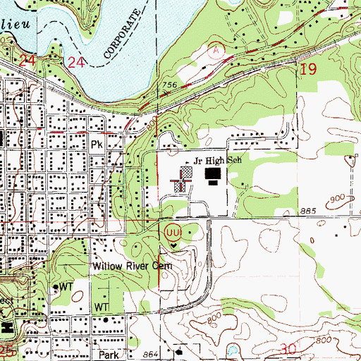 Topographic Map of Hudson Junior High School, WI