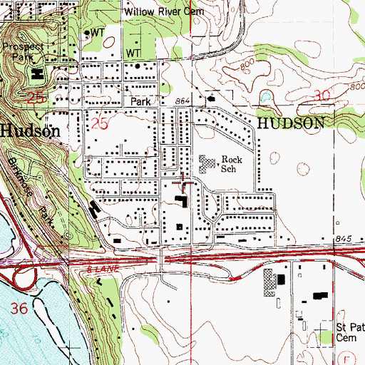 Topographic Map of Mount Zion Lutheran Church, WI