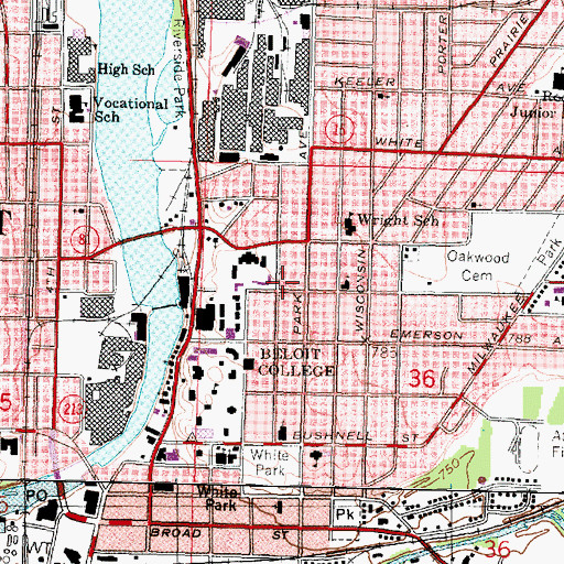 Topographic Map of Quaker Meeting of Beloit, WI