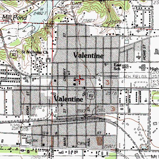 Topographic Map of Valentine Public Library, NE