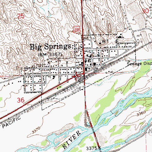 Topographic Map of Sam Bass and the Big Springs Robbery Historical Marker, NE