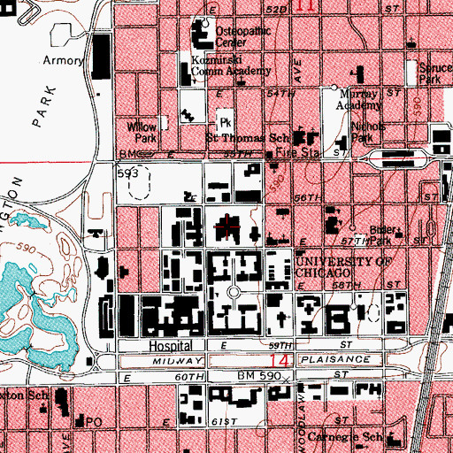 Topographic Map of Joseph Regenstein Library, IL