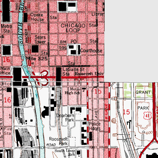 Topographic Map of Old Franklin Building, IL
