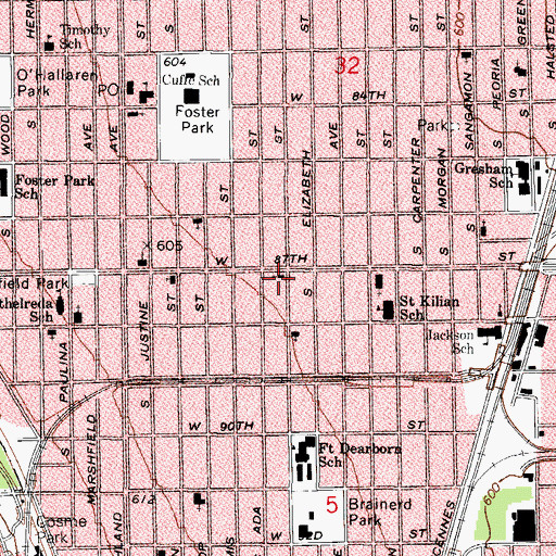 Topographic Map of Progressive Beulah Pentecostal Church, IL