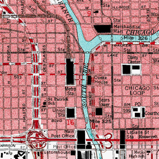 Topographic Map of Riverside Plaza, IL