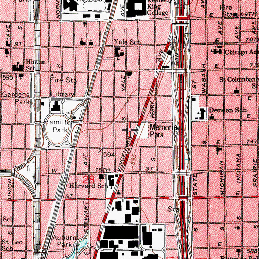 Topographic Map of Saint Carthage School, IL