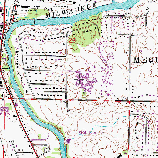 Topographic Map of Homestead High School, WI