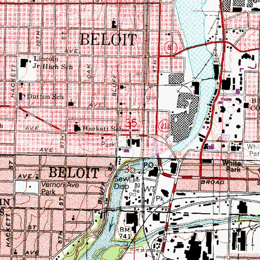 Topographic Map of Beloit Public Library, WI