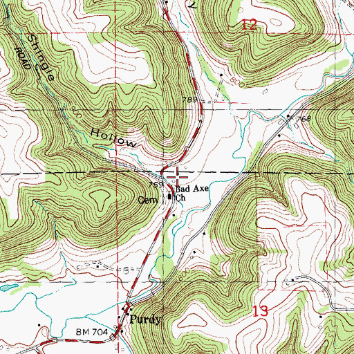 Topographic Map of Shingle Hollow, WI