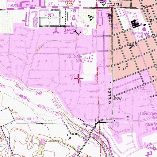 Topographic Map of El Roble Park, CA