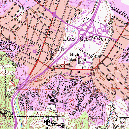 Topographic Map of First Methodist Church, CA