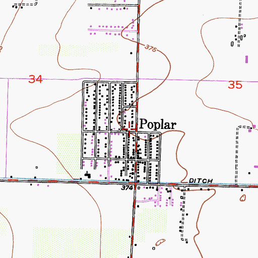 Topographic Map of Tule River Youth Center, CA