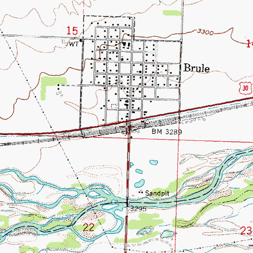 Topographic Map of Brule, NE