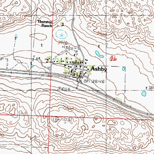 Topographic Map of Ashby Post Office, NE