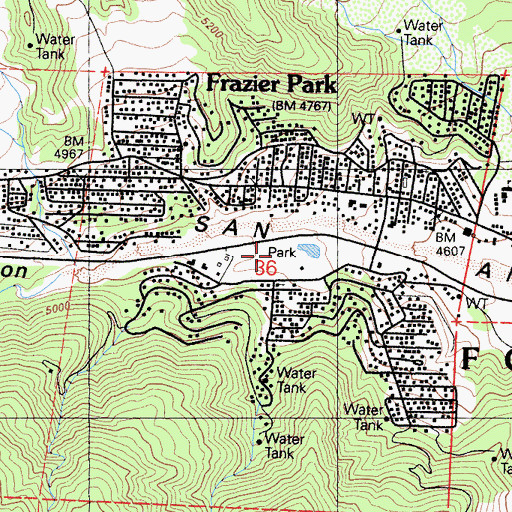 Topographic Map of Frazier Mountain Park, CA