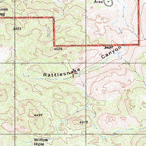 Topographic Map of Wonderland Ranch Wash, CA