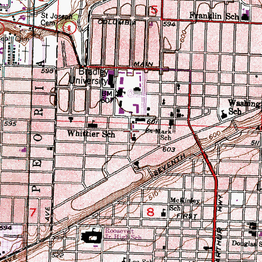 Topographic Map of Dingeldine Hall, IL