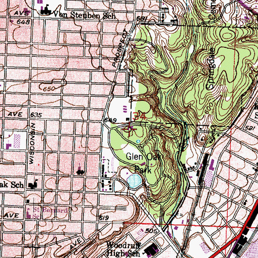 Topographic Map of Glen Oak Zoo, IL