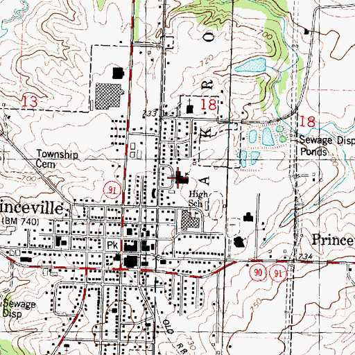 Topographic Map of Princeville Elementary School, IL