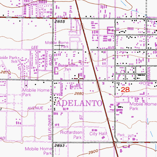 Topographic Map of Adelanto Branch San Bernardino County Library, CA