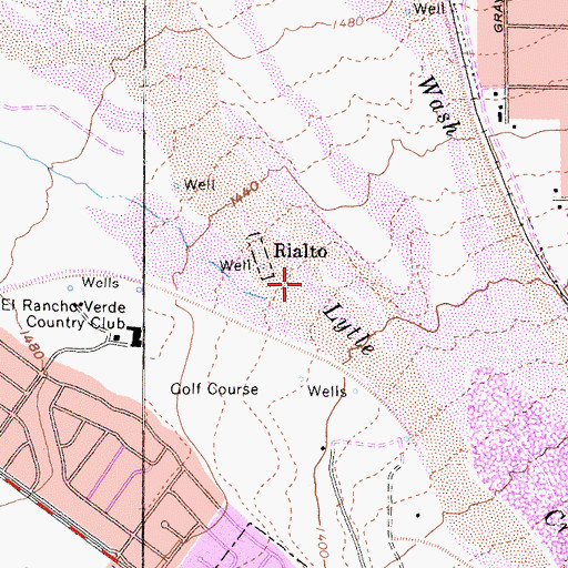 Topographic Map of Lytle Creek Floodway, CA
