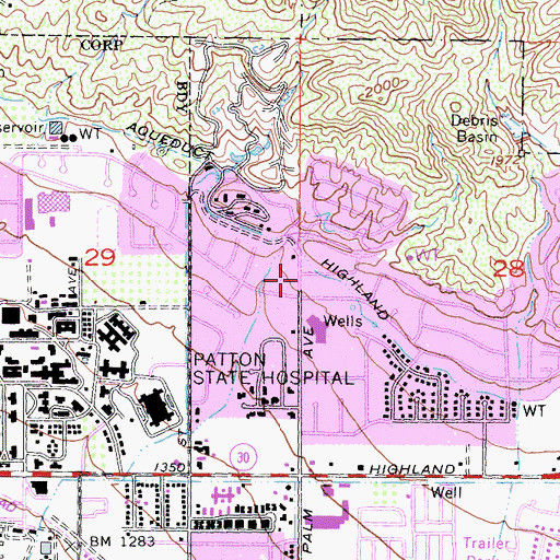 Topographic Map of Amber Hills, CA