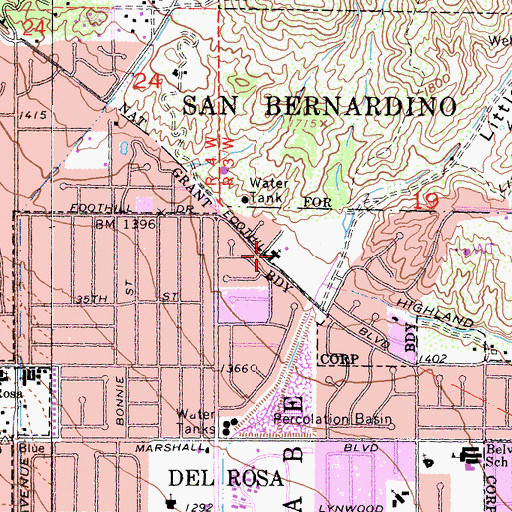 Topographic Map of Mountain View Christian School, CA