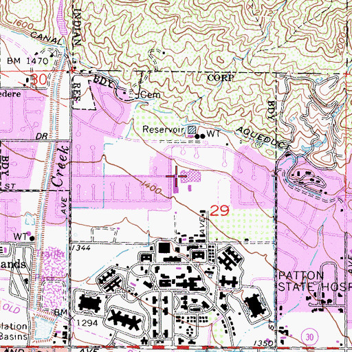 Topographic Map of Serrano Middle School, CA