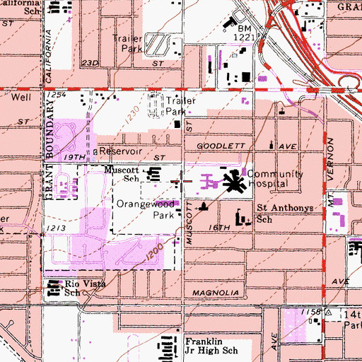 Topographic Map of Community Hospital, CA