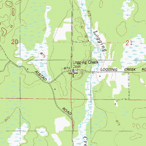 Topographic Map of Logging Creek Cemetery, WI