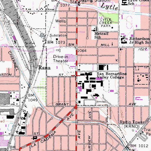 Topographic Map of Samuel E Adams Memorial Library, CA