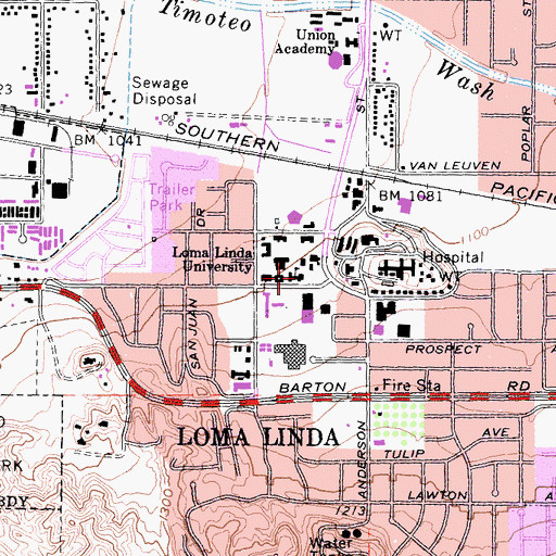 Topographic Map of Del E Webb Memorial Library, CA