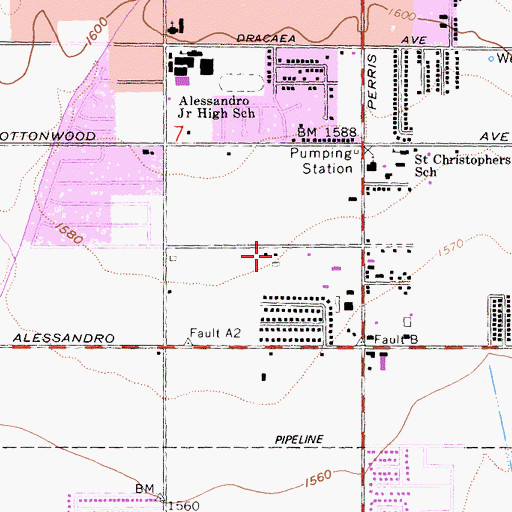 Topographic Map of Ramona Elementary School, CA