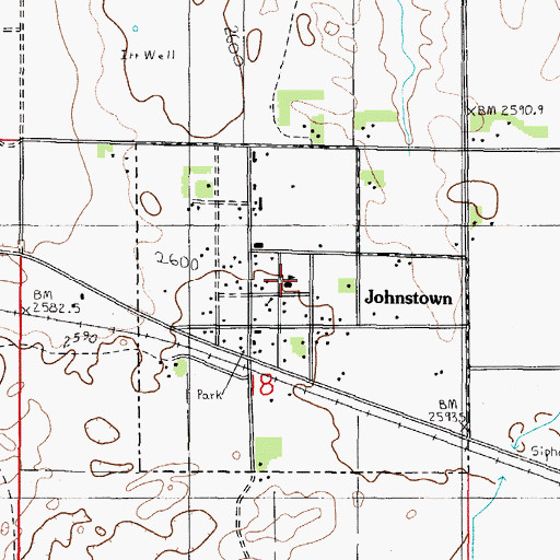 Topographic Map of Johnstown Public School, NE
