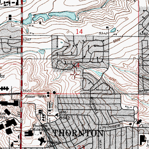 Topographic Map of Leroy Drive School, CO