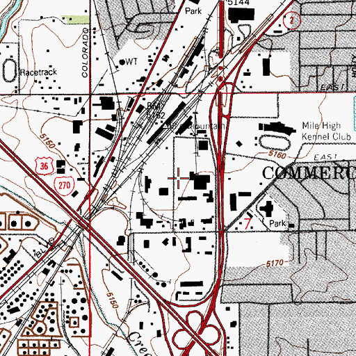 Topographic Map of Commerce City, CO