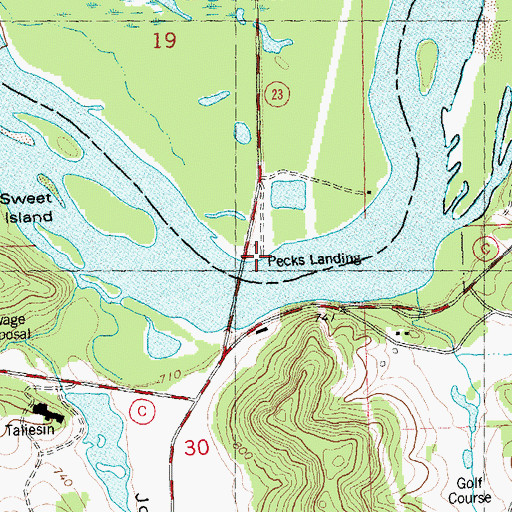 Topographic Map of Pecks Landing, WI
