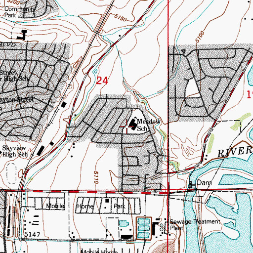 Topographic Map of Meadow Community School, CO