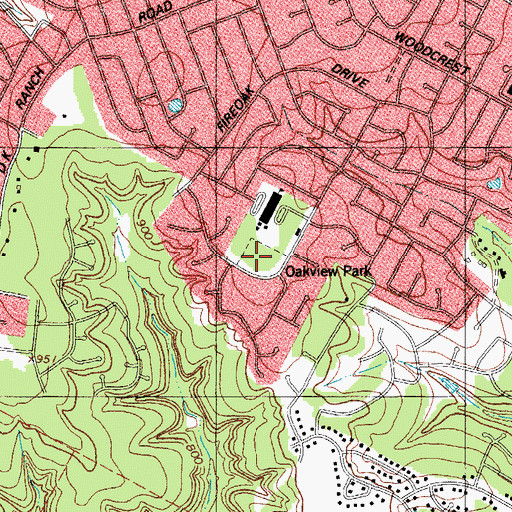 Topographic Map of Oak View Park, TX