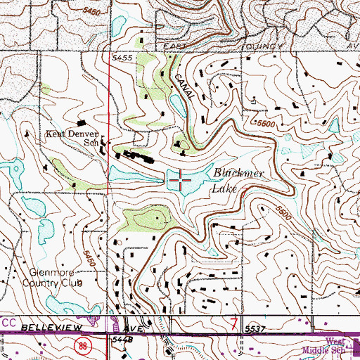 Topographic Map of Blackmer Lake, CO