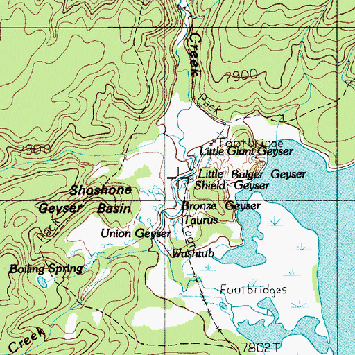 Topographic Map of Little Bulger Geyser, WY