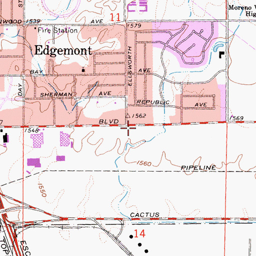 Topographic Map of Trinity Baptist Church, CA
