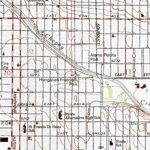Topographic Map of Arlington Park, CO