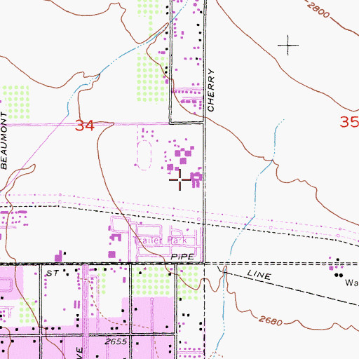 Topographic Map of Mountain View Junior High School, CA