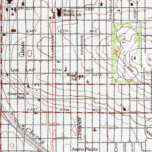 Topographic Map of Dora Moore School, CO