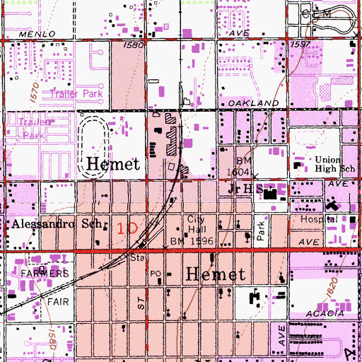 Topographic Map of Simpson Neighborhood Center, CA
