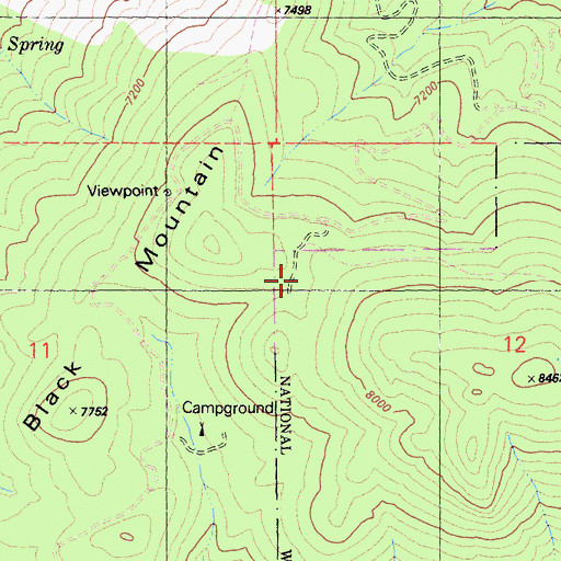 Topographic Map of Fuller RIdge Campground, CA
